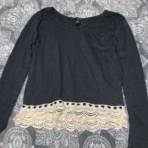 Navy blue long sleeve with trim